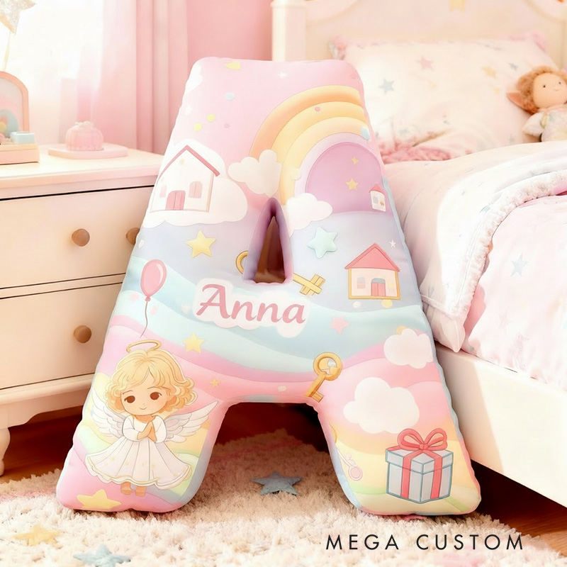 Personalized Initial Pillow Custom Name Pillow for Girls Family Gift Housewarming Gift 