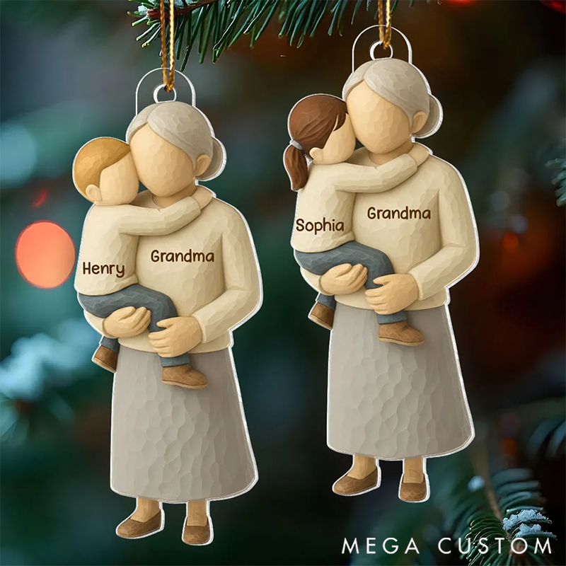 Personalized Grandpa Hugging Grandkid Ornaments Heartwarming Christmas Gift for Grandma