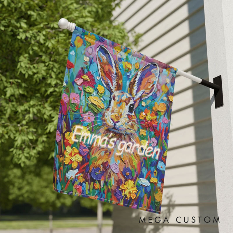 Personalized Spring Bunny Garden Flag Bunny Rabbit Decorations Yard and House Flag Double Sided for Garden Lovers