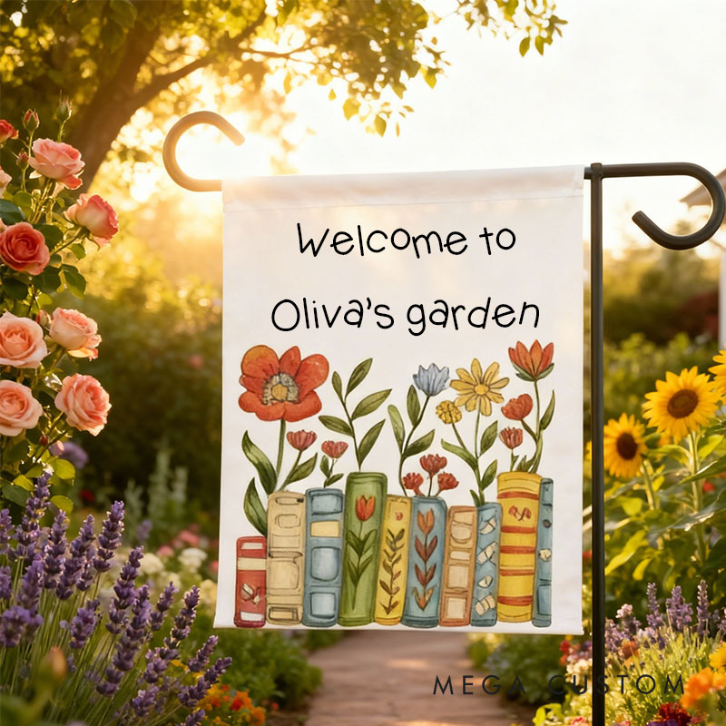 Personalized Literary Blooms Garden Flag Yard Flag Spring Garden Flag Summer Decor Double Sided for Garden Lovers