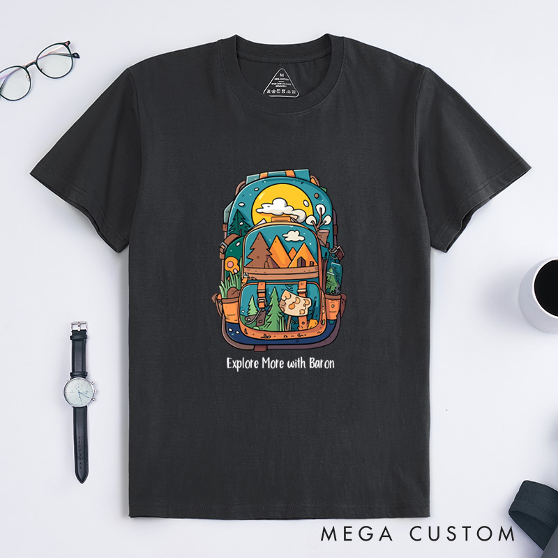Personalized Travel Backpack T-Shirt Camping Hiking Adventure T-Shirt for Nature Traveling Outdoors Lover Gift