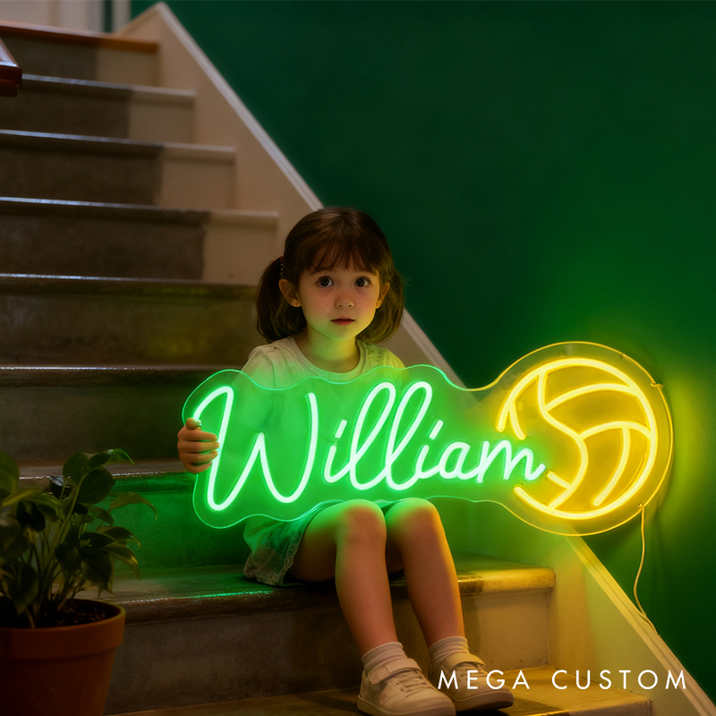 Personalized Volleyball Neon Sign with Custom Name for Volleyball Enthusiasts and Game Rooms