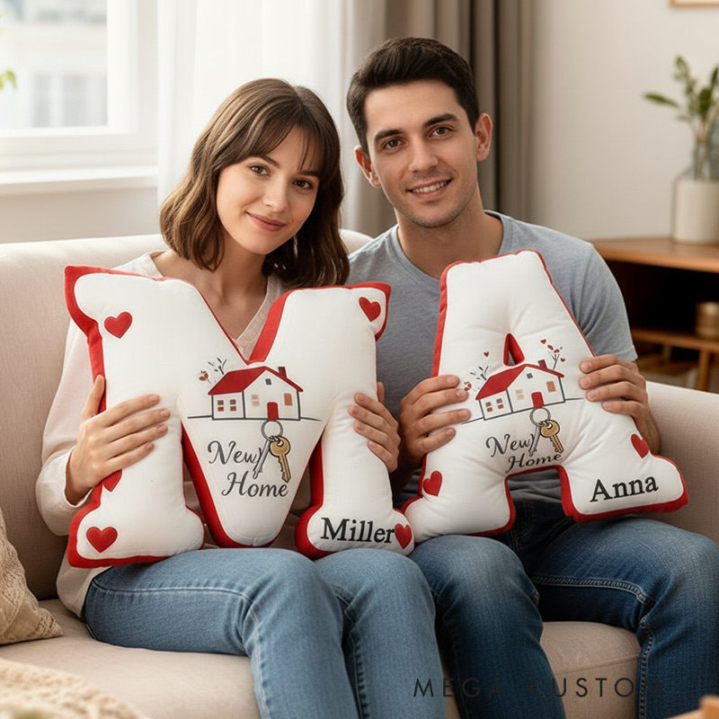 Personalized New Home Letter Pillows Custom Initials Pillows with Names Gift for Couple Valentine's Day gifts Housewarming Gift 