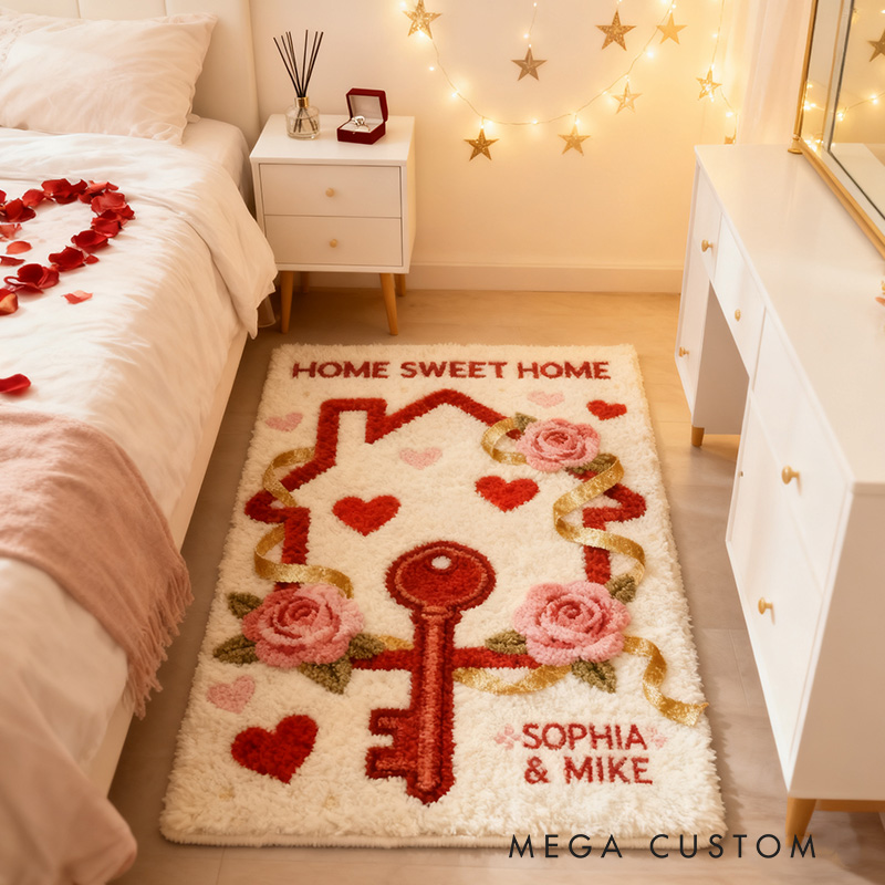 Personalized Home Sweet Home Doormat Custom Name Rug for Couples New Home Gifts Valentine's Day Gifts