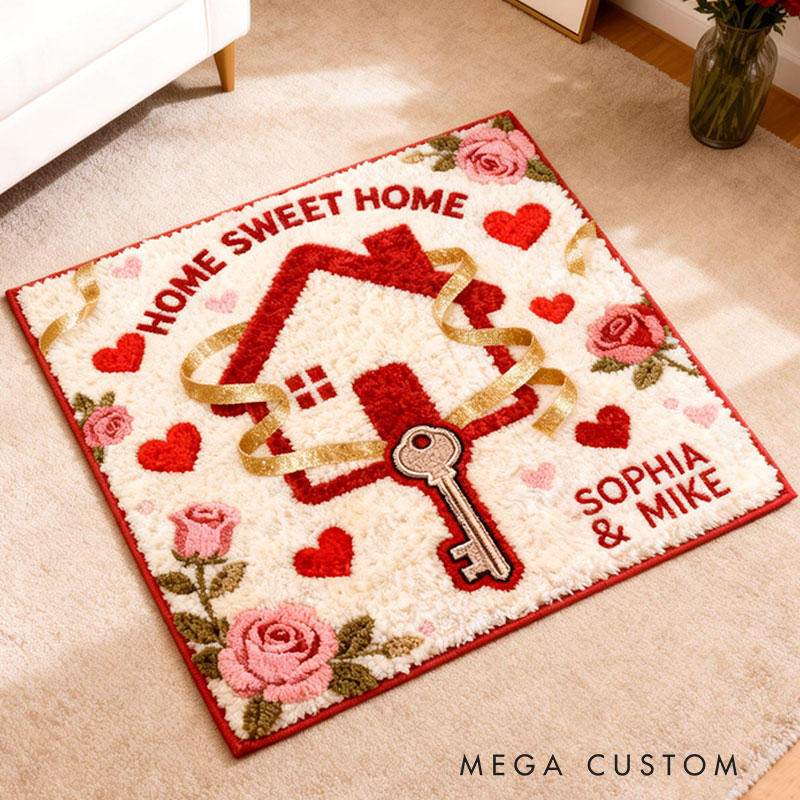 Personalized Home Sweet Home Doormat Custom Name Rug for Couples New Home Gifts Valentine's Day Gifts