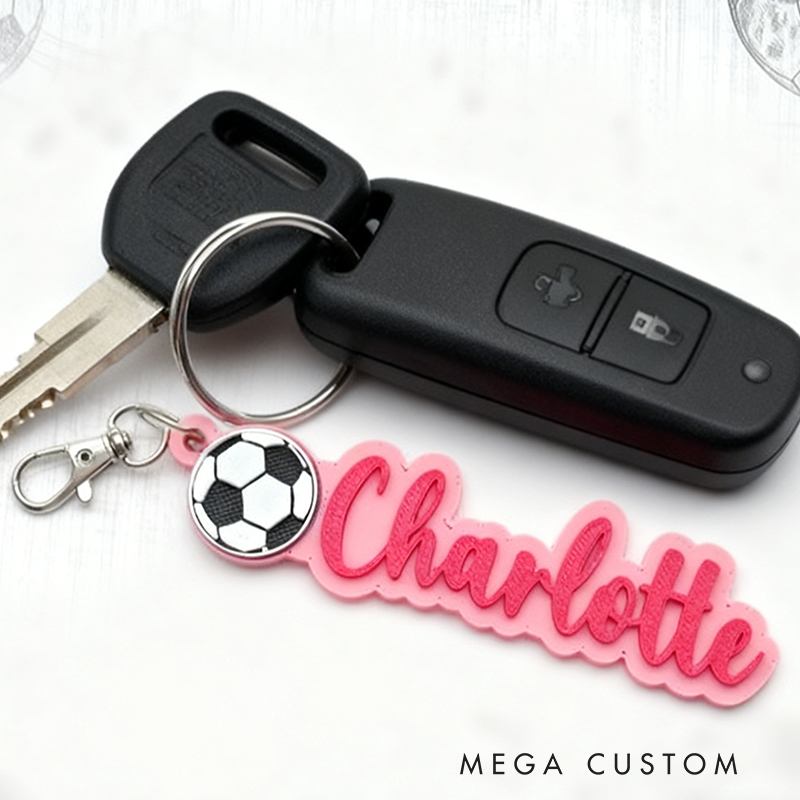 Personalized Soccer 3D Keychain Custom Name for Athletes and Enthusiasts Valentine's Day Gifts 
