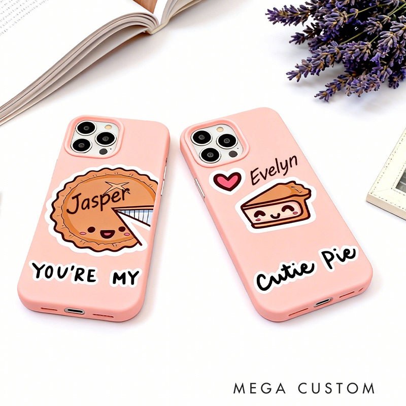 Personalized Couple Phone Case Sweet Pie Phone Cases with Custom Name for Baking Lovers 