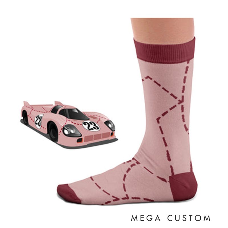 Personalized Racing Car Socks Custom Text  Design Gift for Race Drivers and Car Lovers 