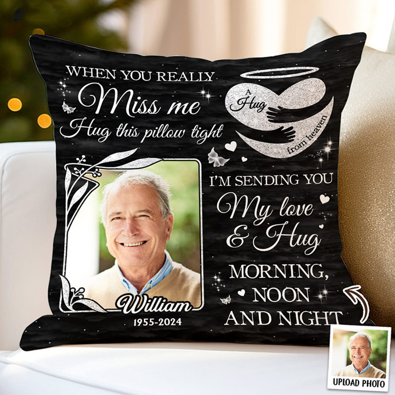 Personalized Memorial Photo Pillow I'm Sending You My Love and Hug Custom Double Sided Pillow Memory Pillow Sympathy Gift