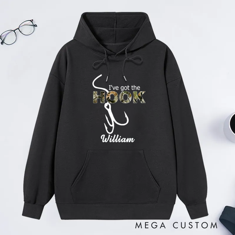 Personalized Fishing Couple Hoodies I’ve Got the Bait or HookDesign Custom Name Romantic Gift for Fishing Lovers Husband Wife Couples