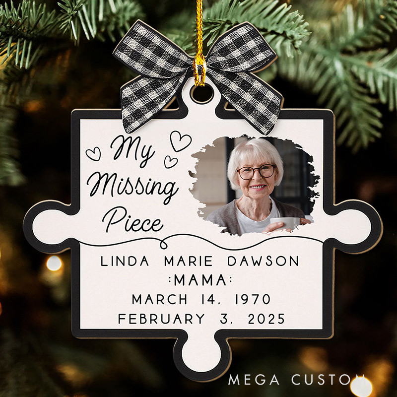 Personalized Memorial Wood Ornament Our Hearts Fit Perfectly Together Sympathy Gift for Loss of Loved One
