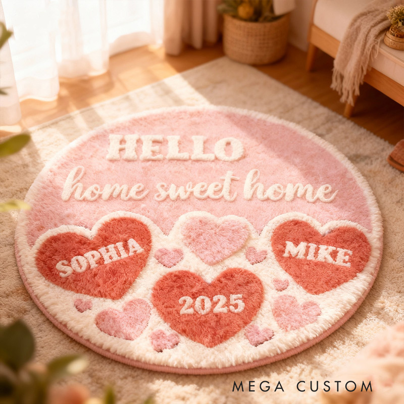 Personalized Home Sweet Home Doormat Custom Names Rug for Couples New Home Gifts Valentine's Day Gifts