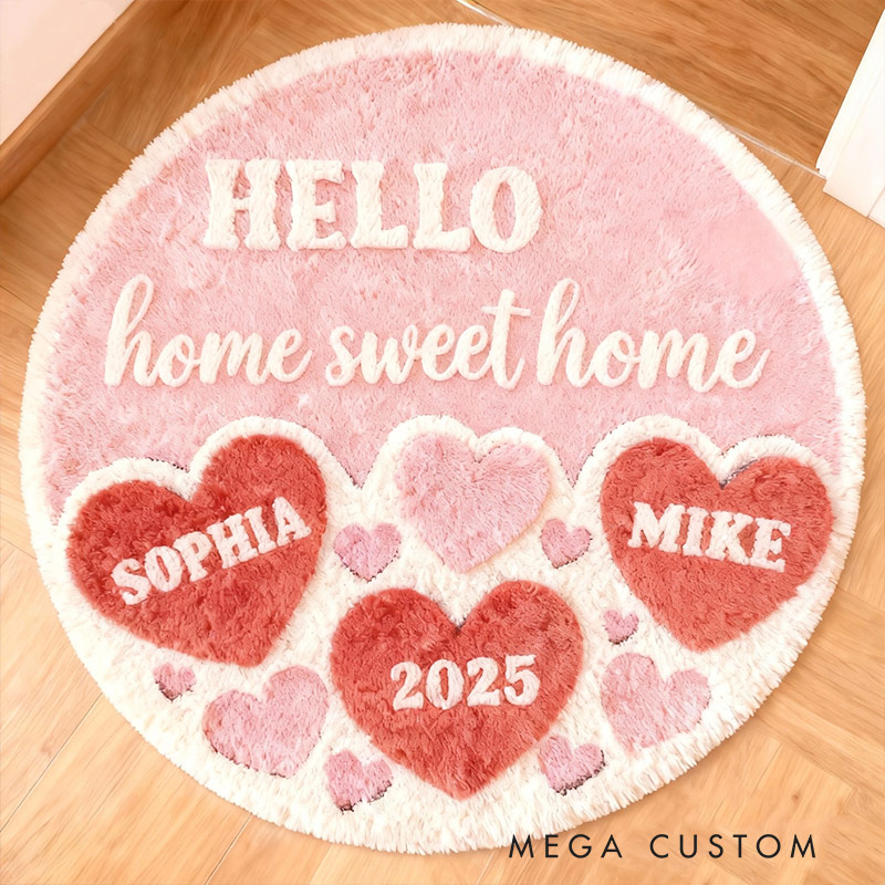 Personalized Home Sweet Home Doormat Custom Names Rug for Couples New Home Gifts Valentine's Day Gifts