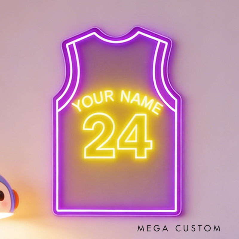Personalized LED Basketball Neon Light Featuring Your Name and Jersey for Players and Fans