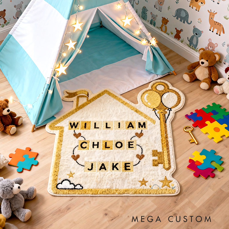 Personalized Sweet Home Doormat Custom House-Shaped Rug with Name New Home Gift Housewarming Gift