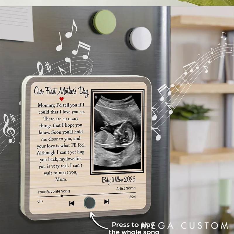 Personalized Perfect Gift For Pregnant Wife Music Fridge Magnet Melody for Mom and Baby Ultrasound Baby Image