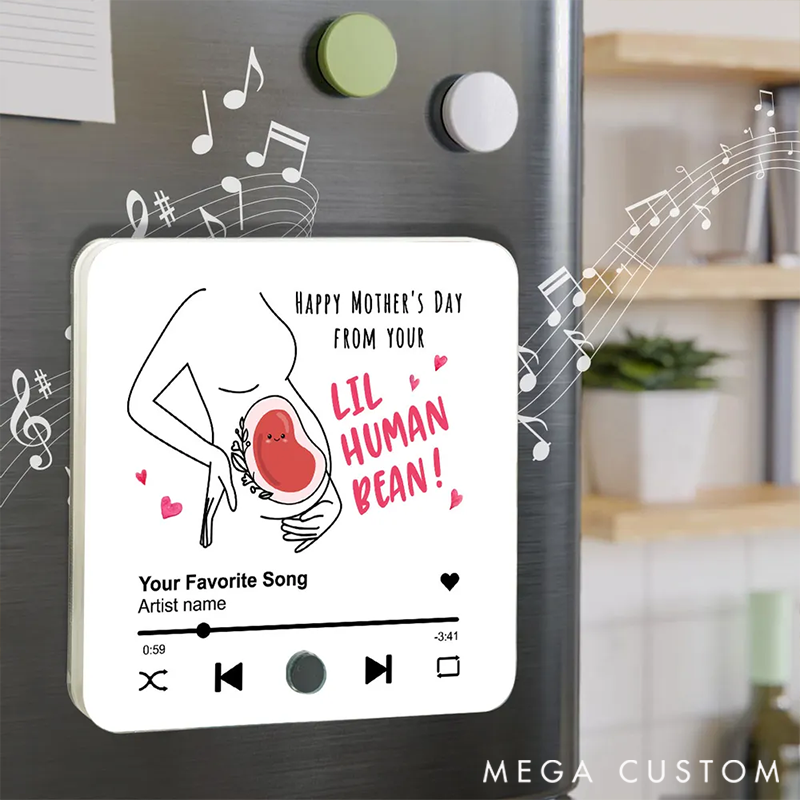 Lil Human Bean Personalized Music Fridge Magnet for Mom and Baby