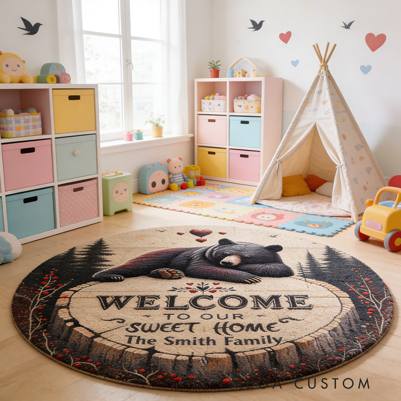 Personalized Welcome To Our Sweet Home Rug Custom Hunting Round Rug with for Family New Home Gifts Housewarming Day Gift