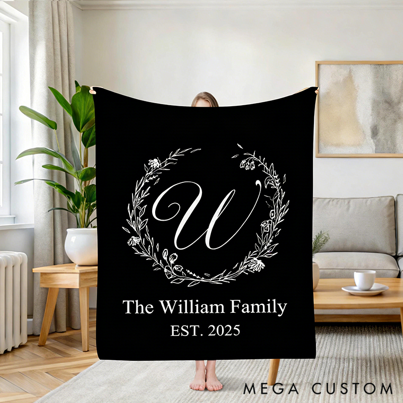 Personalized Family Name Blanket with Name and Date For Family