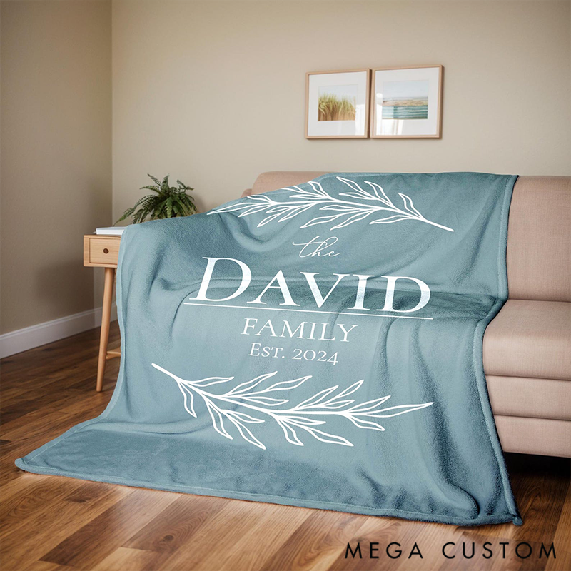 Personalized Family Name Blanket with Name and Date For Family Member
