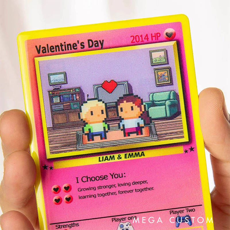 Personalized Cute Pixel Character Classic Game Card with Photo Card Game Collection for Game Lovers Birthday Gift for Kids Couple Family
