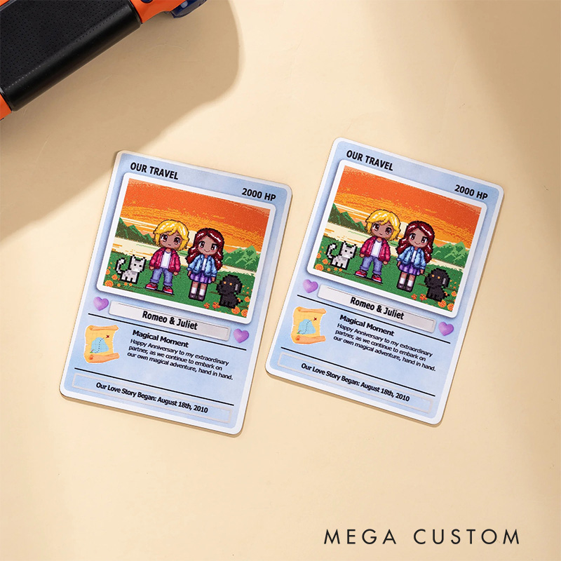 Personalized Cute Pixel Couple Character Classic Game Card with Photo Card Game Collection for Game Lovers Birthday Gift for Couple