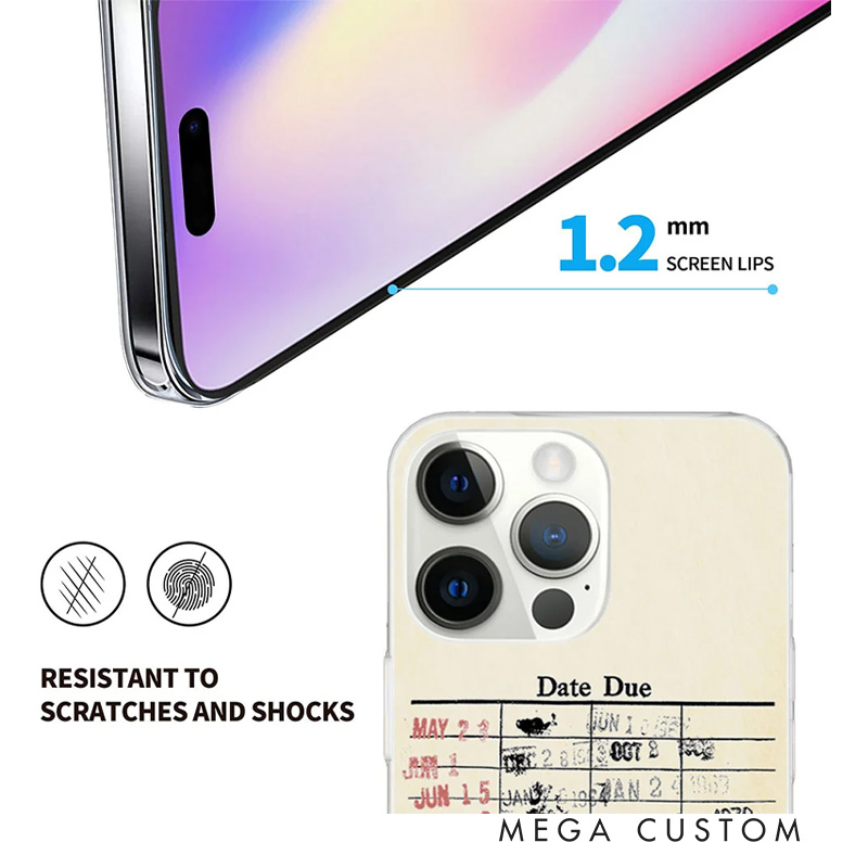 Personalized Retro Library Date Due Card Phone Case Book Lovers Phone Case with Name for Book Lovers Bookworms Readers Bookish