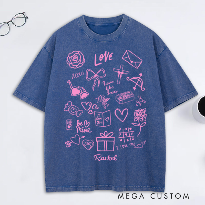 Personalized Love Like Jesus Washed T-Shirt with Name Faith Shirt Religious Gift Valentine's Day Gift for Women and Girls