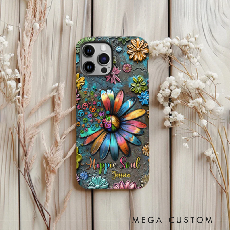 Personalized Hippie Full Print Phone Case Hippie Gifts Colorful Hippie Phone Case Bohemian Phone Case