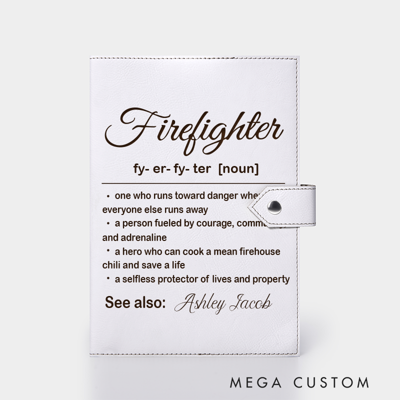 Personalized Vegan Leather Journal Custom Fire Department Gift Firewoman Gift Engraved Firefighter Notebook