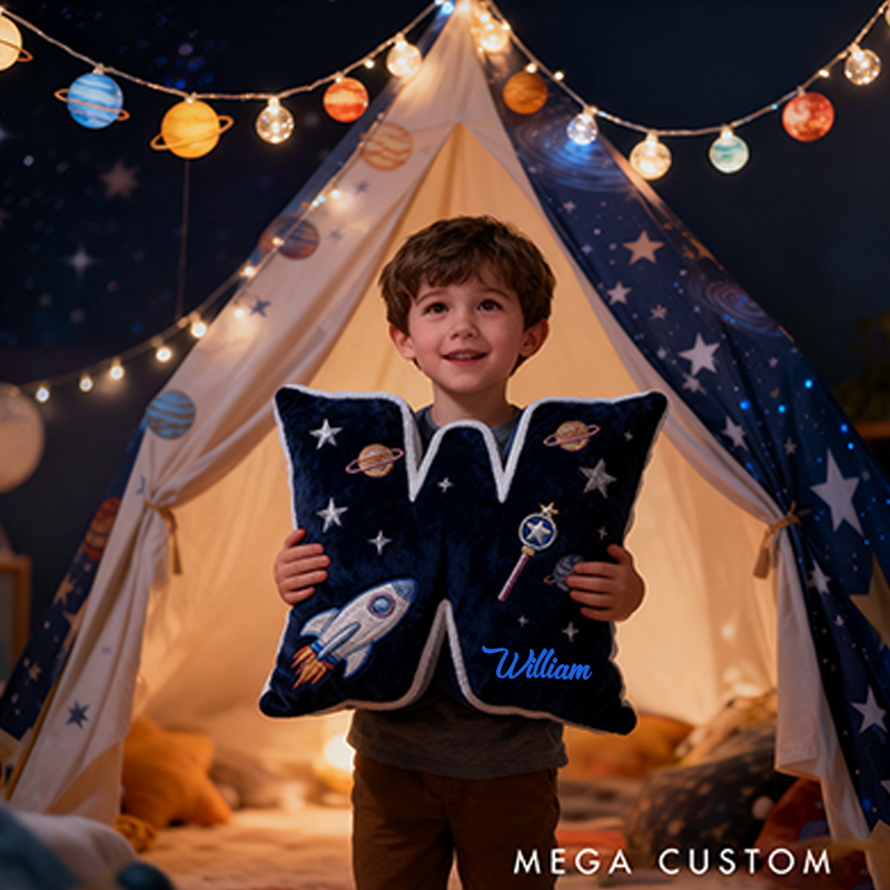 Personalized Colorful 26 Letters 3D Print Pillow Cute Adventures Among The Stars And Beyond Gift Custom Pillow Gift for Kids