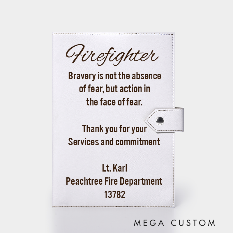 Personalized Firefighter Leather Journal Engraved Firefighter Notebook Custom Name Firefighter Notebook