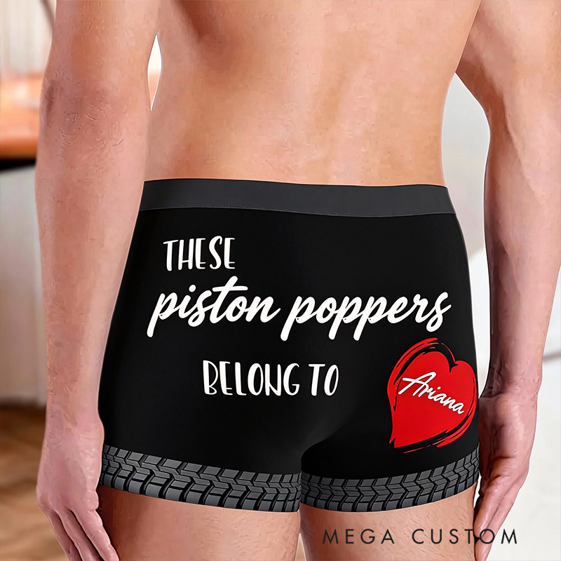 Personalized These Piston Poppers Belong To [Name] Boxer Briefs Custom Valentines Gift for Husband or Boyfriend Race Car Lovers