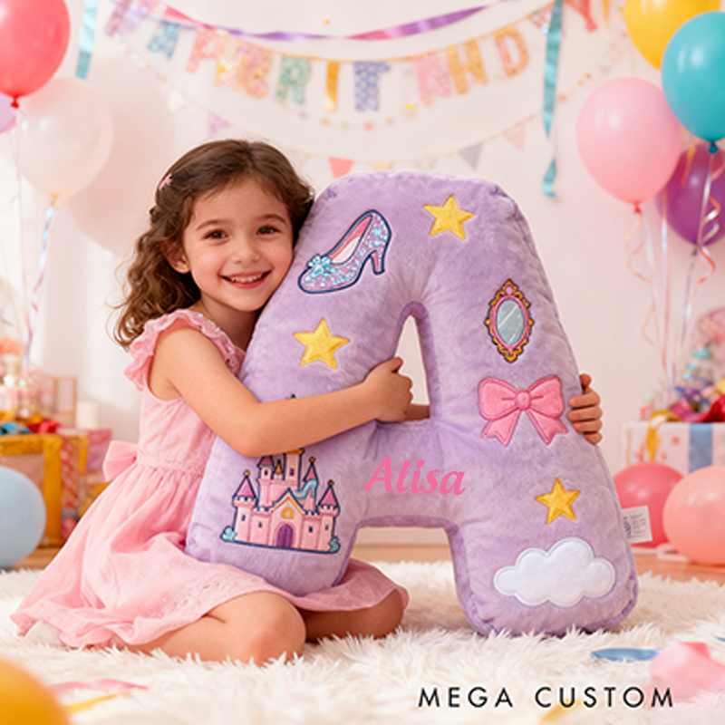 Personalized Colorful 26 Letters Cute Graphic 3D Print Pillow Cute Magic Beautiful Letter Custom Pillow Gift Christmas Gift for Kids