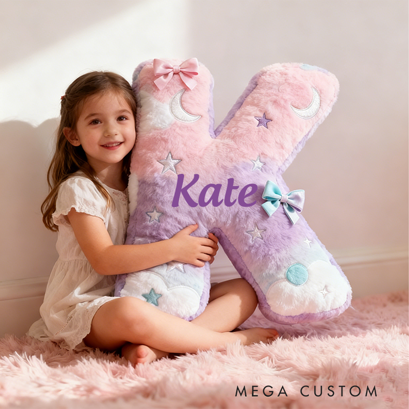 Personalized Colorful 26 Letters Cute Graphic 3D Print Christmas Gift Pillow Cute Magic Beautiful Letter Custom Pillow Gift for Kids