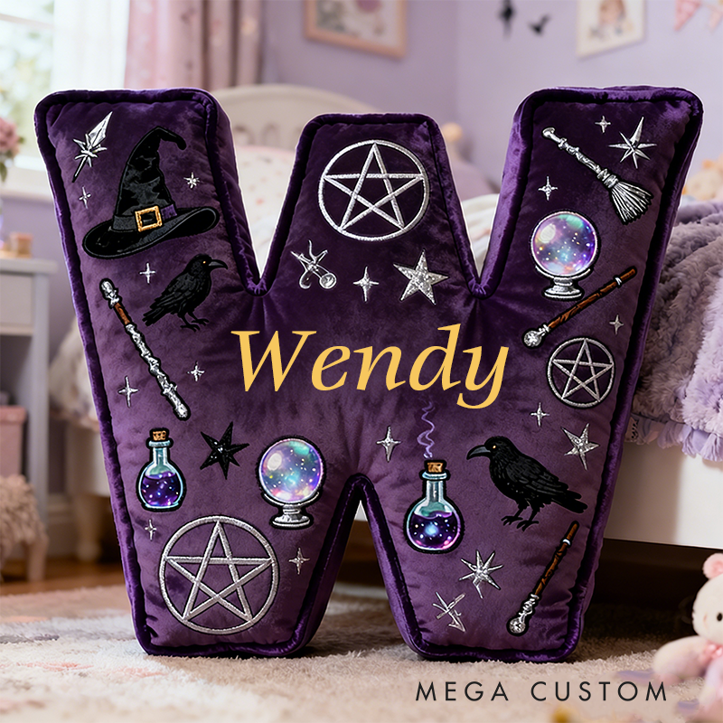 Personalized Mystical Witchcraft Pillow with Pentagrams  Crystal Balls Magic Potions Ravens and Starry Night Design Graphic 3D Print Pillow