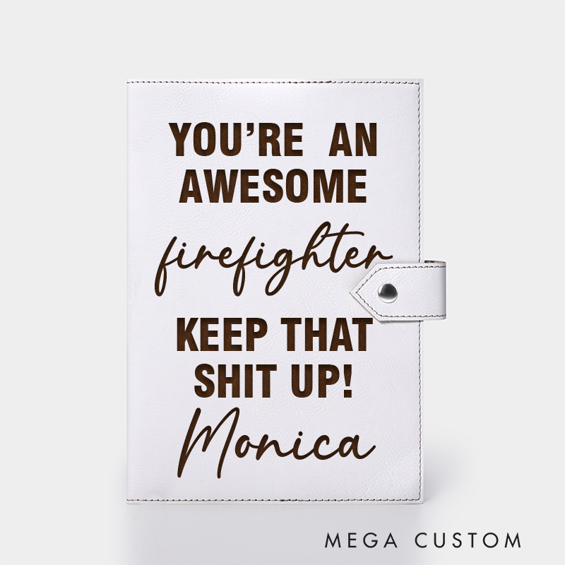 Personalized Firefighter Leather Journal Engraved Firefighter Notebook Custom Name Firefighter Notebook
