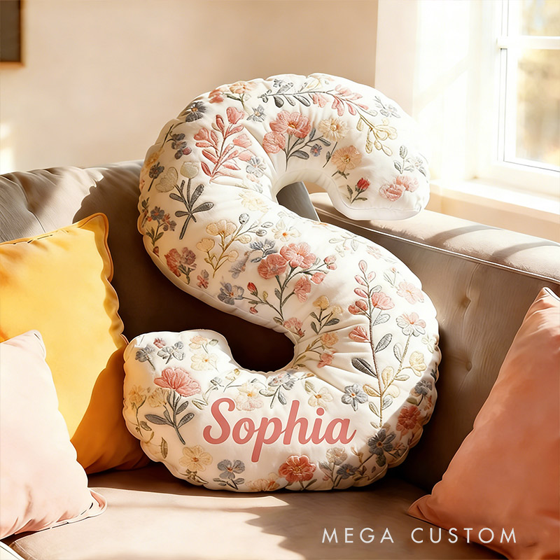 Personalized Flower Letter Pillow with Name Graphic 3D Print Custom Double Sided Pillow Gift for Kids Gardening Lovers Gift