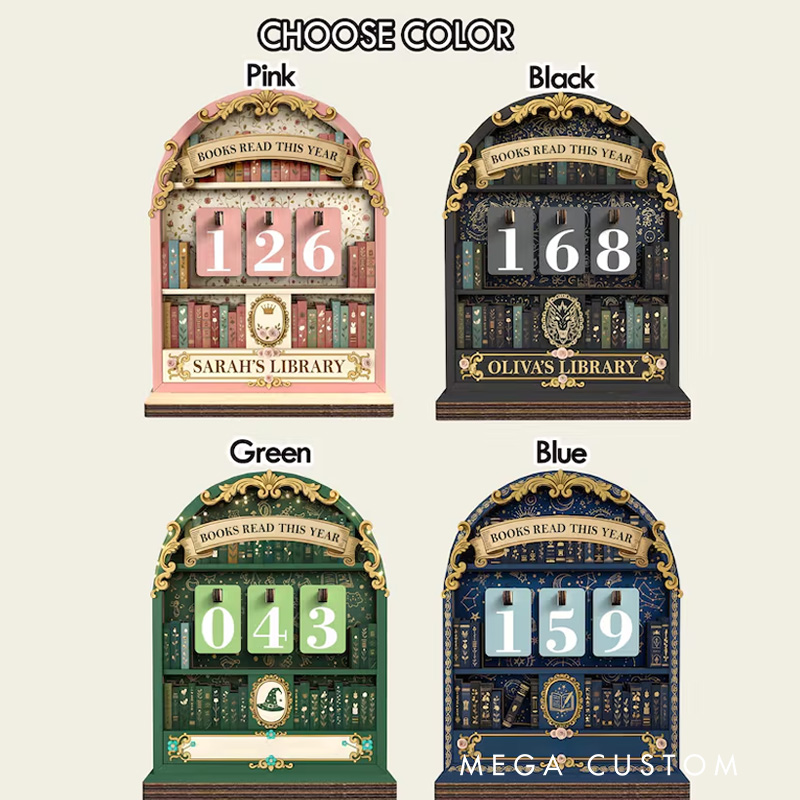 Personalized Books Read This Year Counter Vintage Book Read Tracker with Name Library Sign for Book Lover Bookish Librarian Reader Christmas Gift