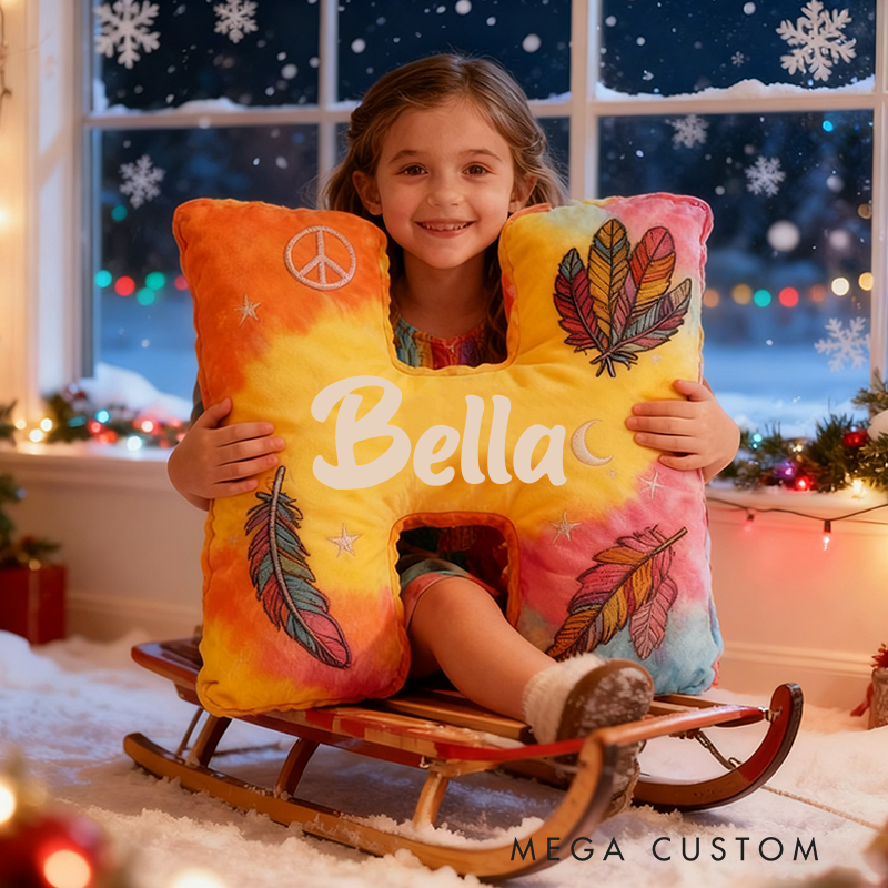 Personalized Colorful 26 Letters Cute Pillow Beautiful Hippie Letter Custom Hippie Pillow Christmas Gift for Kids