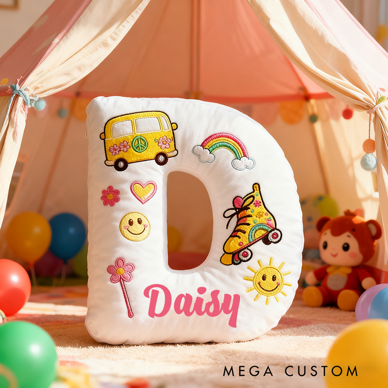 Personalized Colorful 26 Letters Cute Graphic 3D Print Pillow Beautiful Hippie Letter Custom Hippie Pillow