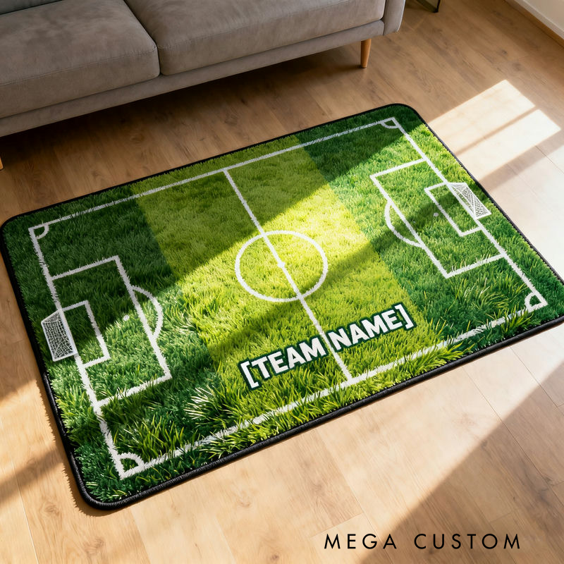Personalized Soccer Field Rug with Custom Team Name for Kids' Rooms