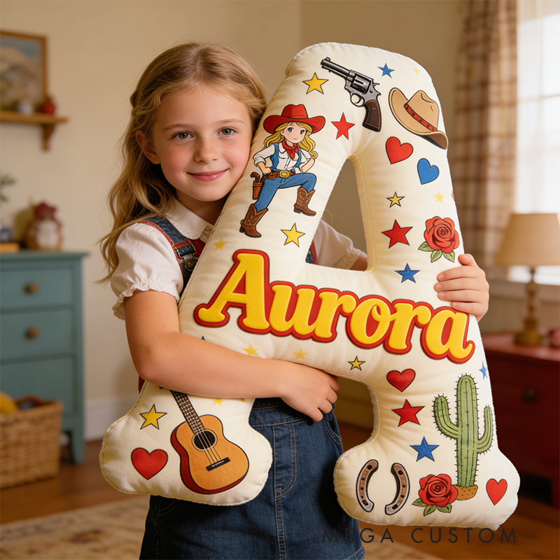 Personalized Floral Cowgirl Boots Western Pillow with Name Western Nursery Birthday Gift for Cowgirls Friends