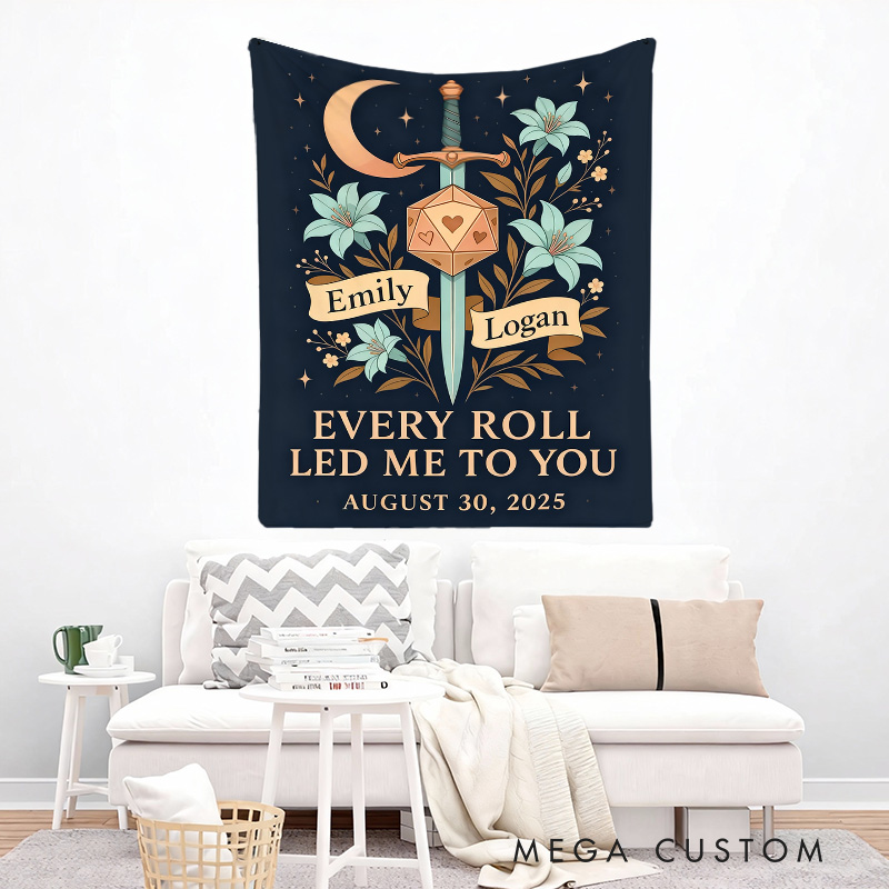 Personalized Rolling to You Couple Tapestry Pixel Art Retro Video Game Tapestry Gift for Nerdy Wedding  Gaming Room Decor for Couples