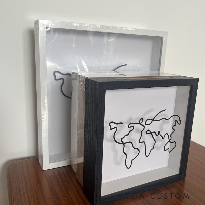 Personalized World Map Ticket Memory Box Travel Keepsake Display for Travel Lovers