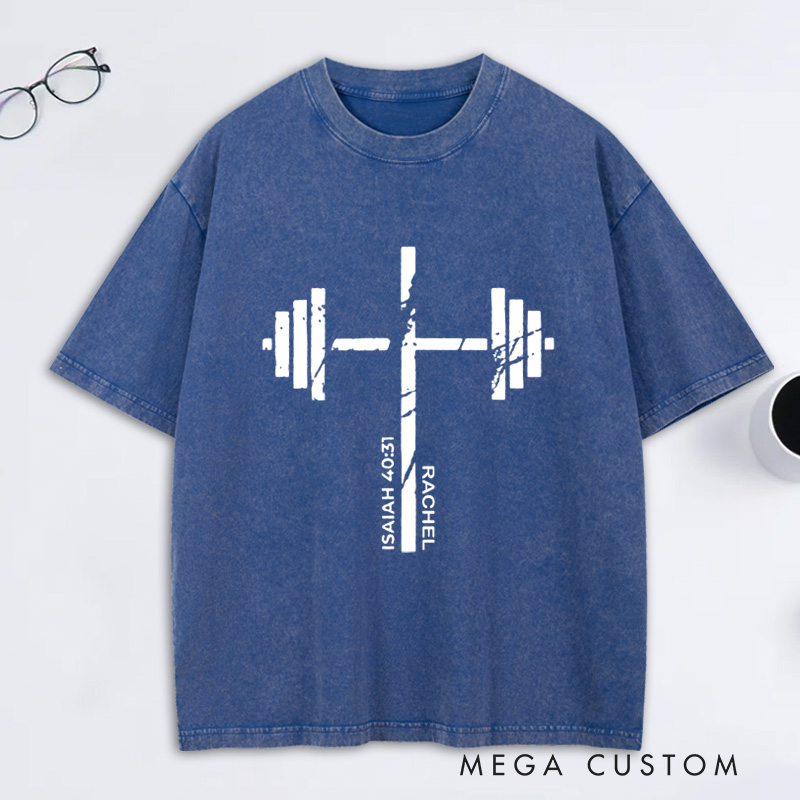 Personalized Christian Gym Cross Washed T-Shirt with Name Lift Heavy Pray Hard Shirt Faith Workout Top Jesus Fitness Apparel Religious Gift for MenT-Shirt with Custom Name Coquette Christian Tee Religious Mom Shirt Religious Christian Gift for Women