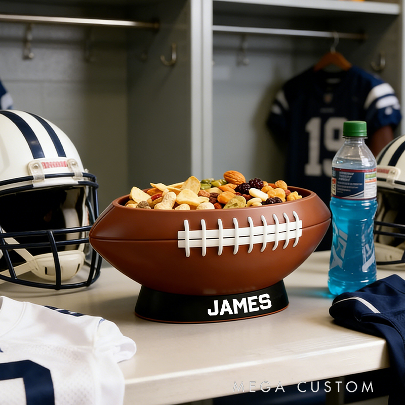 Personalized 3D Printed Football Snack Bowl for Sports Fans Parties and Tailgates