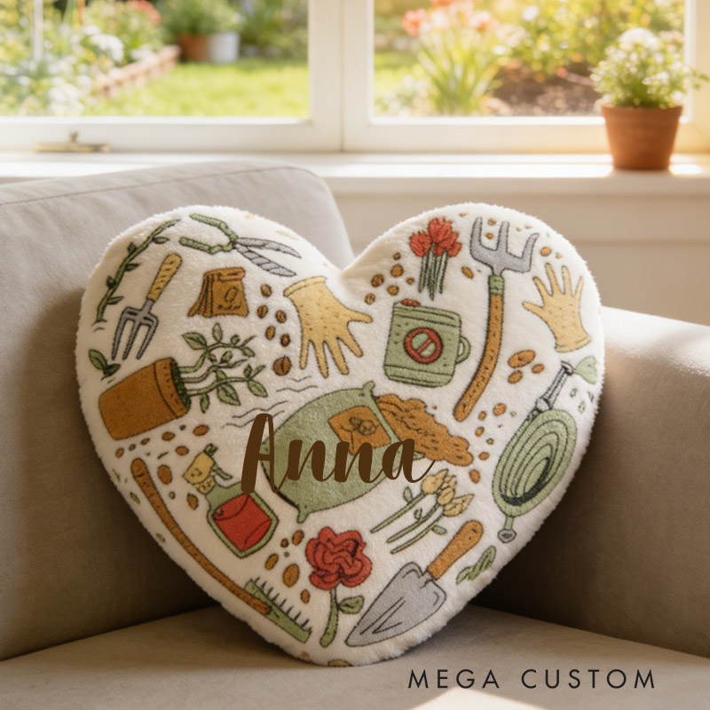 Personalized Garden Heart Harmony Pillow with Custom Name Graphic 3D Print Pillow for Gardening Lovers