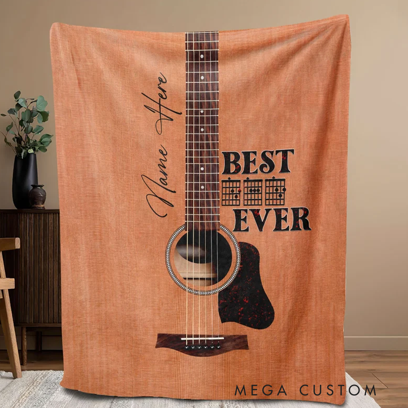 Personalized Guitar Blankets Best Dad Ever Blanket Custom Guitar Blanket Gift and Guitar Lover