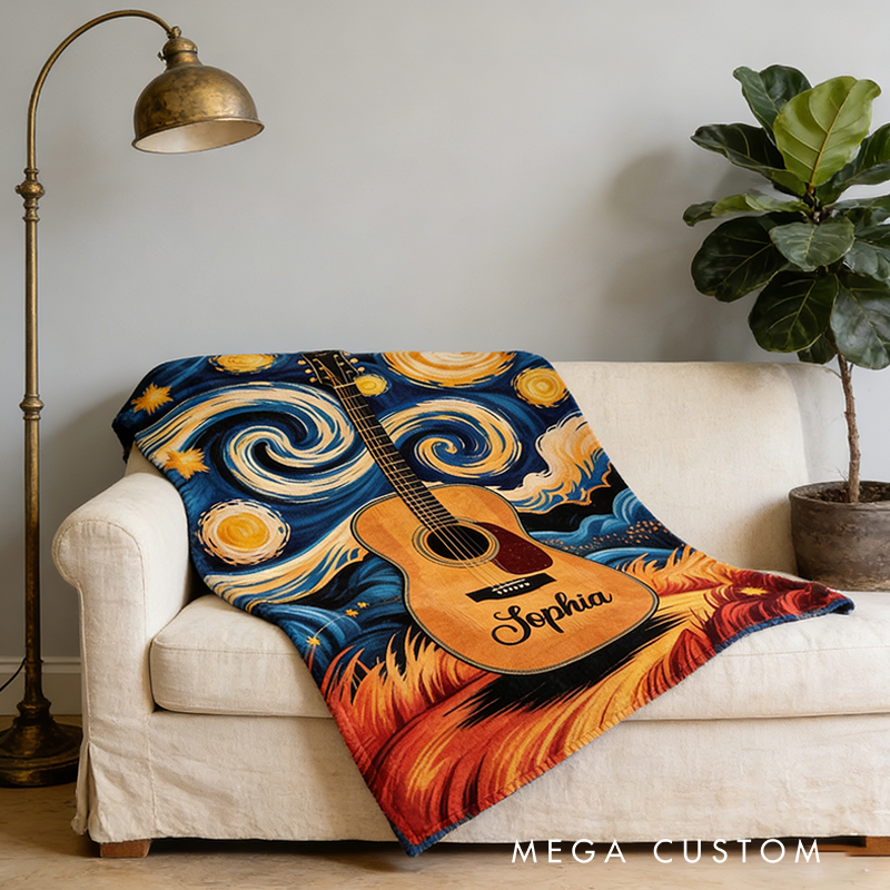 Personalized Electric Guitar Blanket Blanket for Guitar Lover Musical Instrument Blanket Guitar Lover Blanket